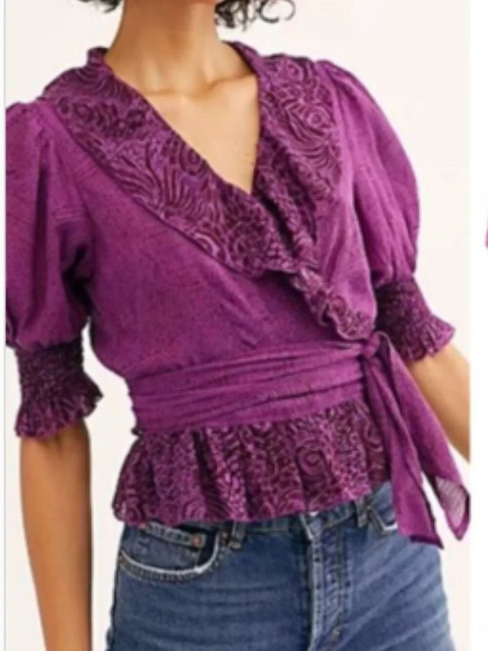 Free People Olivia Purple Cropped Wrap